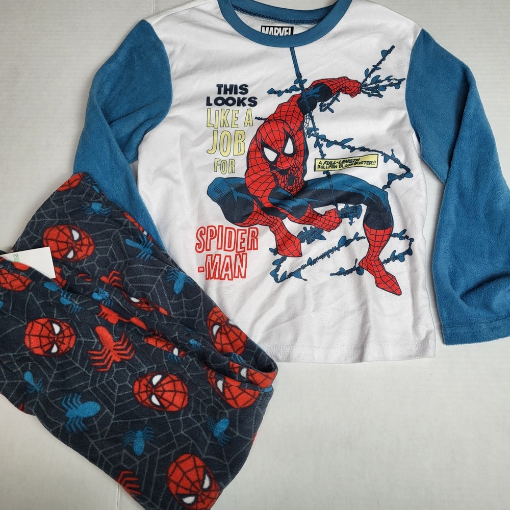 Marvel Spider Man Kids Pajama Set Boys Size 8 Flame Resistant 2pc Comic NWT